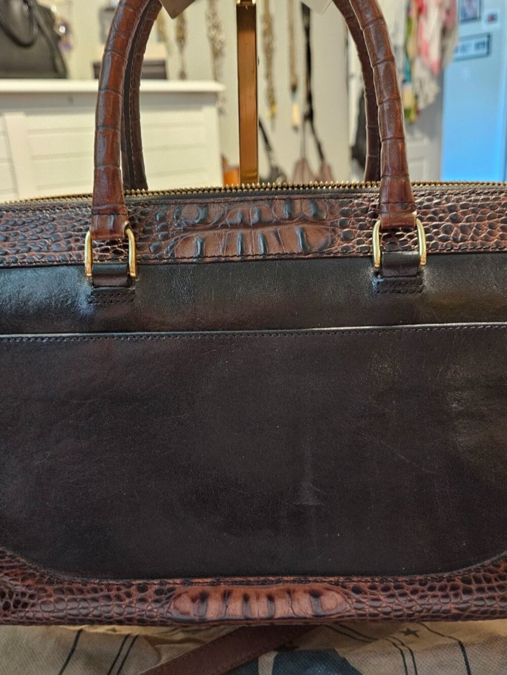 Vintage Brahmin Tuscan Crandall Doctors Handbag Black & Brown - Picture 10 of 15